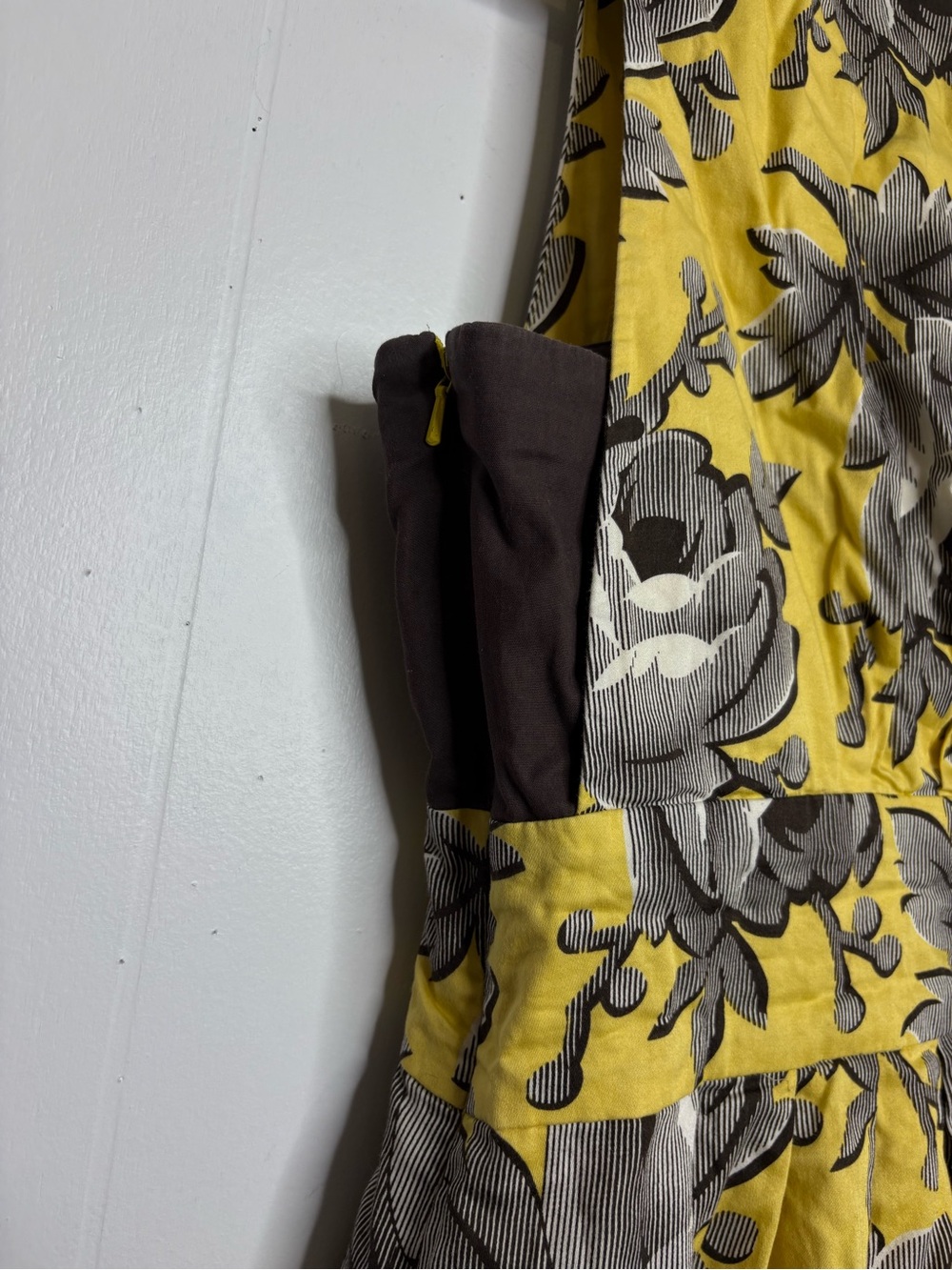 Anthropologie Dress Womens Size 6 Yellow Floral A Line Sunfield Leifsdottir - Picture 3 of 9